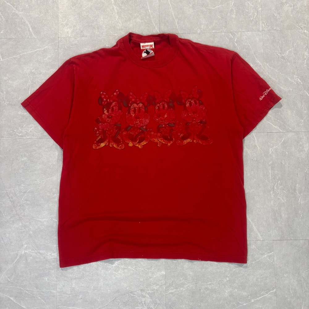 Vintage Mickey Inc Minnie Mouse Graphic T-Shirt Red Mens XL Disney 90s Tee